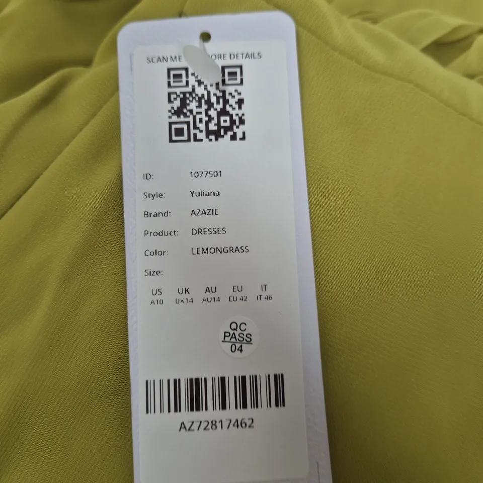 AZAZIE YULIANA DRESS – LEMONGRASS, UK 14