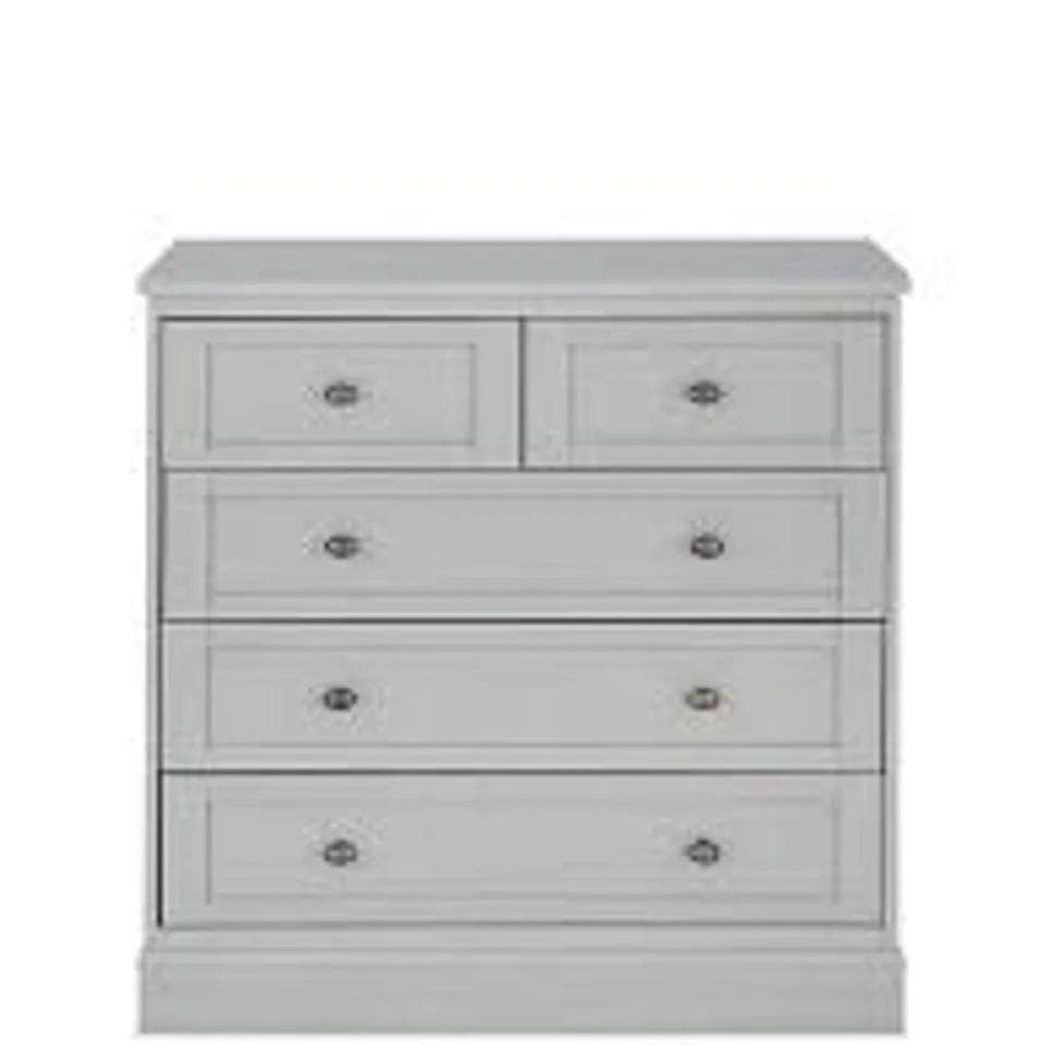 BOXED DARCY 3 + 2 DRAWER CHEST - LIGHT GREY (1 BOX)
