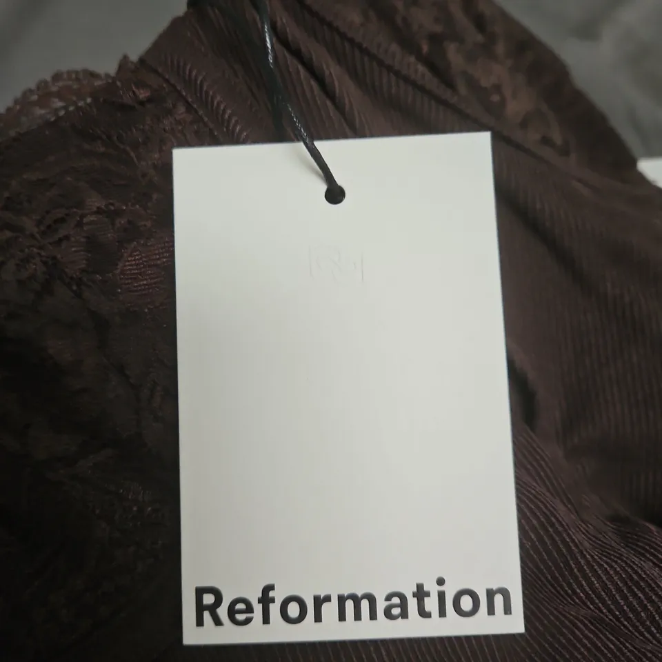 REFORMATION BROWN LACE CAMISOLE TOP WITH ADJUSTABLE STRAPS