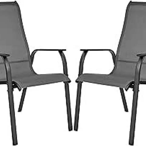 BOXED YAHEETECH SET OF 2 OUTDOOR TEXTELINE STACKABLE DINING CHAIRS WITH BACKREST-GREY (1 BOX)
