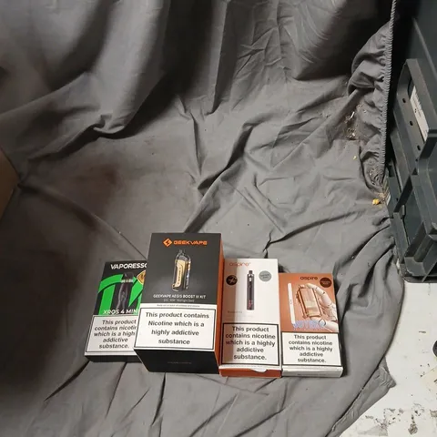 APPROXIMATELY 25 ITEMS INCLUDING  ASSORTED VAPING STARTER KITS – VAPORESSO, GEEKVAPE & ASPIRE (BOXED BULK LOT).