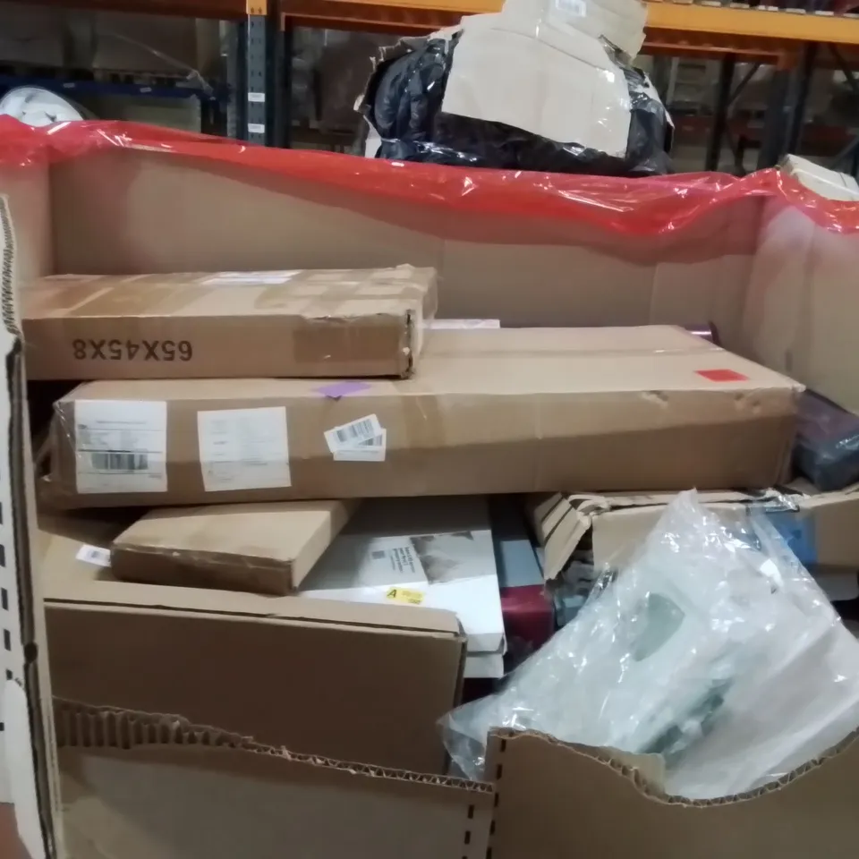 PALLET OF ASSORTED HOUSEHOLD GOODS AND PRODUCTS TO INCLUDE;YOGA INVERTED STOOL,AQUARIUM LIGHT,BABY WALKER 