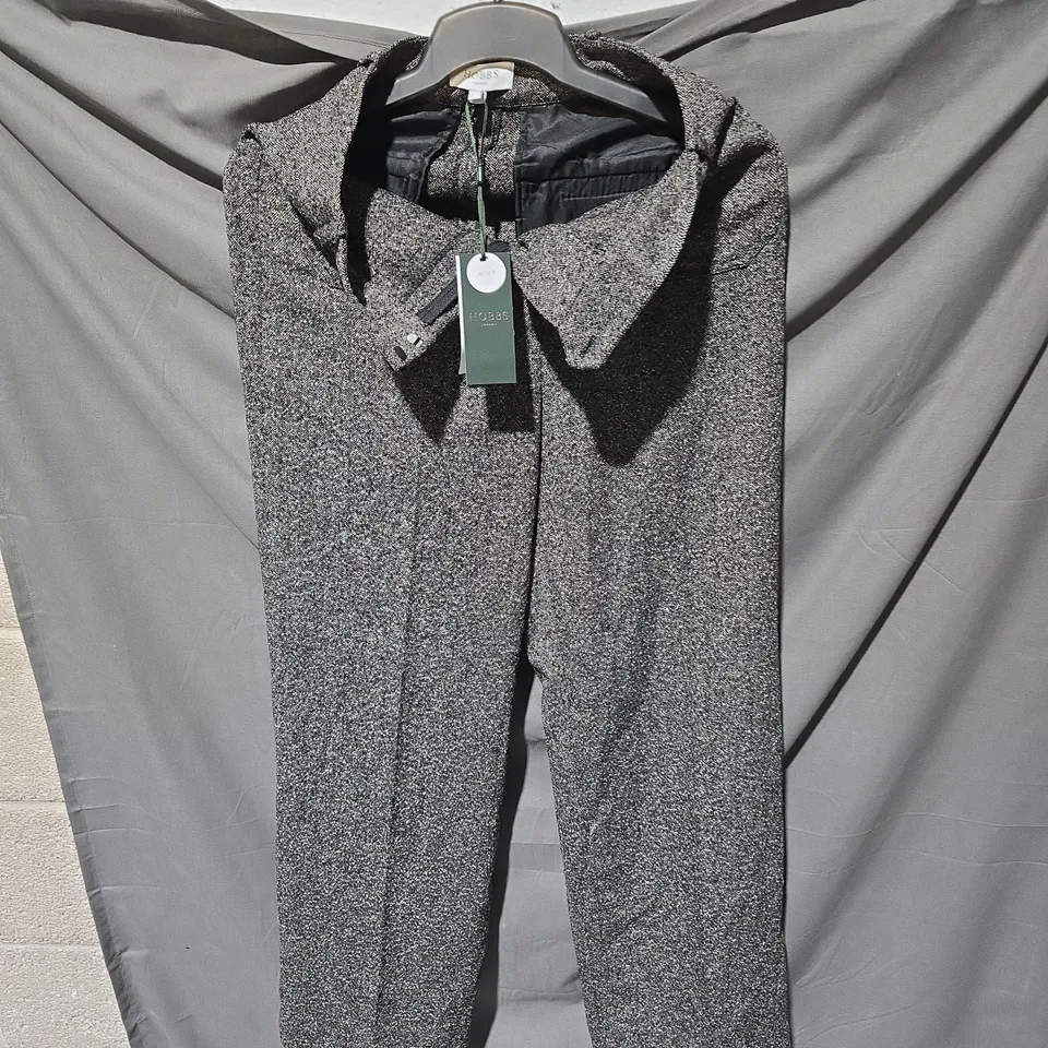 HOBBS LONDON WOMEN'S TWEED COAT – GREY/BLACK, UK SIZE 8 .