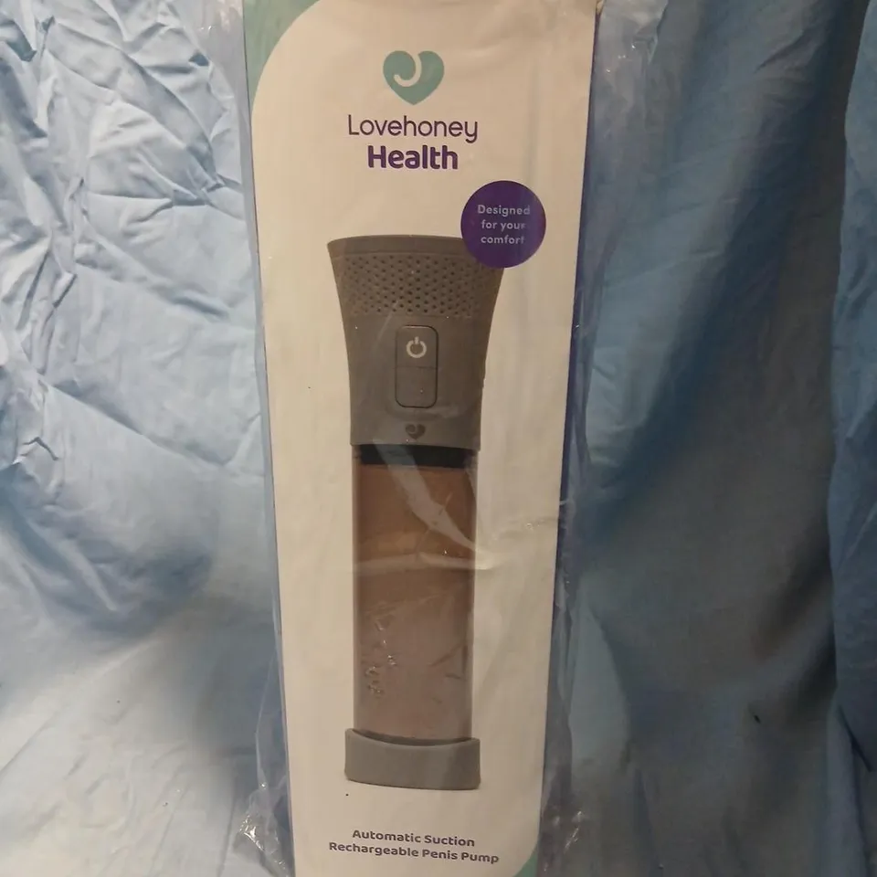 LOVEHONEY HEALTH AUTOMATIC SUCTION RECHARGEABLE PENIS PUMP – BOXED