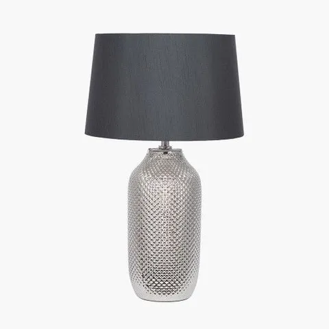 BOXED PACIFIC NOVA SILVER TEXTURED CERAMIC BOTTLE TABLE LAMP