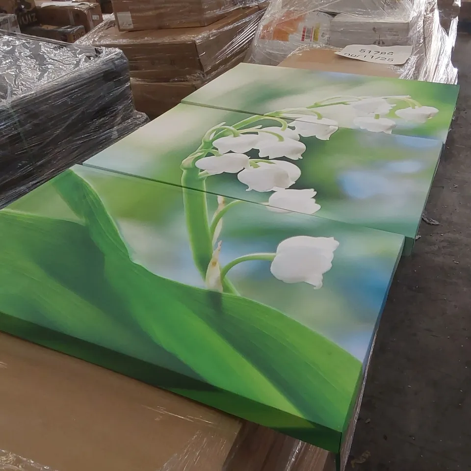 ANTIQUE CHERRY BLOSSOM 3 PIECE WRAPPED CANVAS PRINT