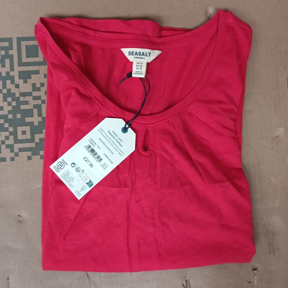 seasalt cornwall appletree t-shirt in raspberry size uk 14