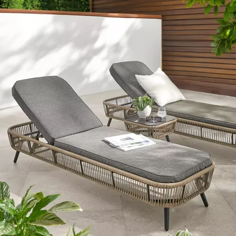 BOXED SET OF 2 MONACO LOUNGERS WITH TABLE (1 BOX)