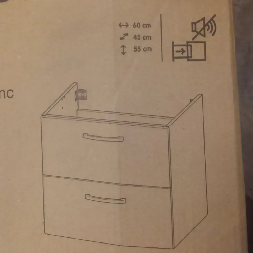 BOXED ARUNA WALL MOUNTED BASIN CABINET 60CM WHITE