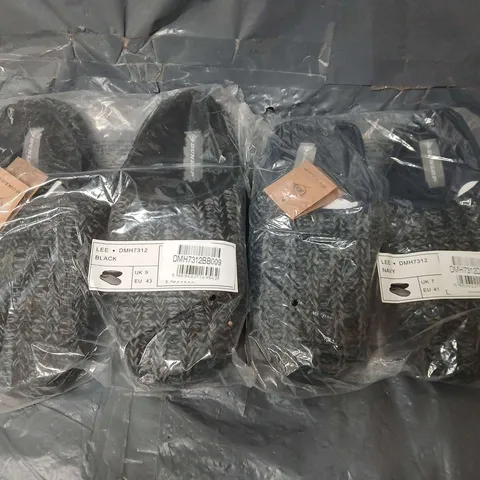 APPROXIMATELY 28 ASSORTED BAGGED DUNLOP SLIPPERS IN BLACK/NAVY (VARIOUS SIZES)