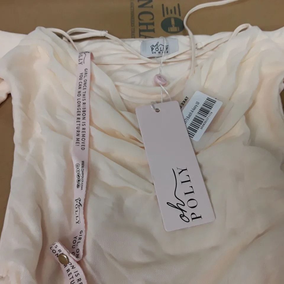 OH POLLY CUT OUT HIP MINI DRESS IN IVORY - 10