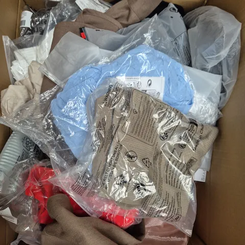 APPROXIMATELY 25 ASSORTED CLOTHING PRODUCTS IN VARIOUS STYLES & SIZES