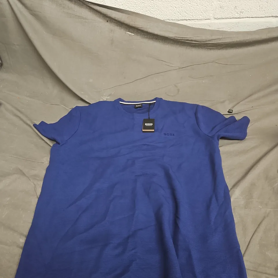 HUGO BOSS BLUE RIB T SHIRT LARGE TAGGED