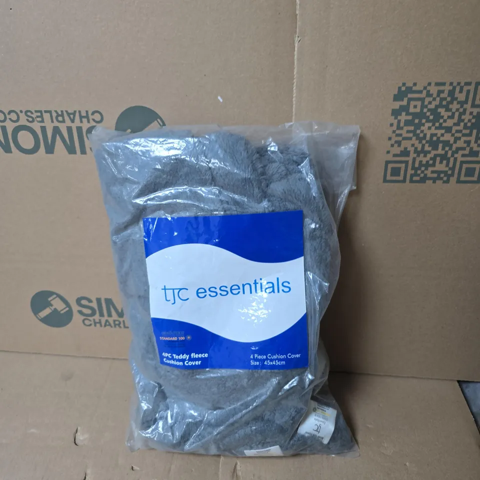 BOX OF APPROXIMATELY 6 ESSENTIALS 4 PIECE CUSHION COVER SET – GREY, 45X45CM