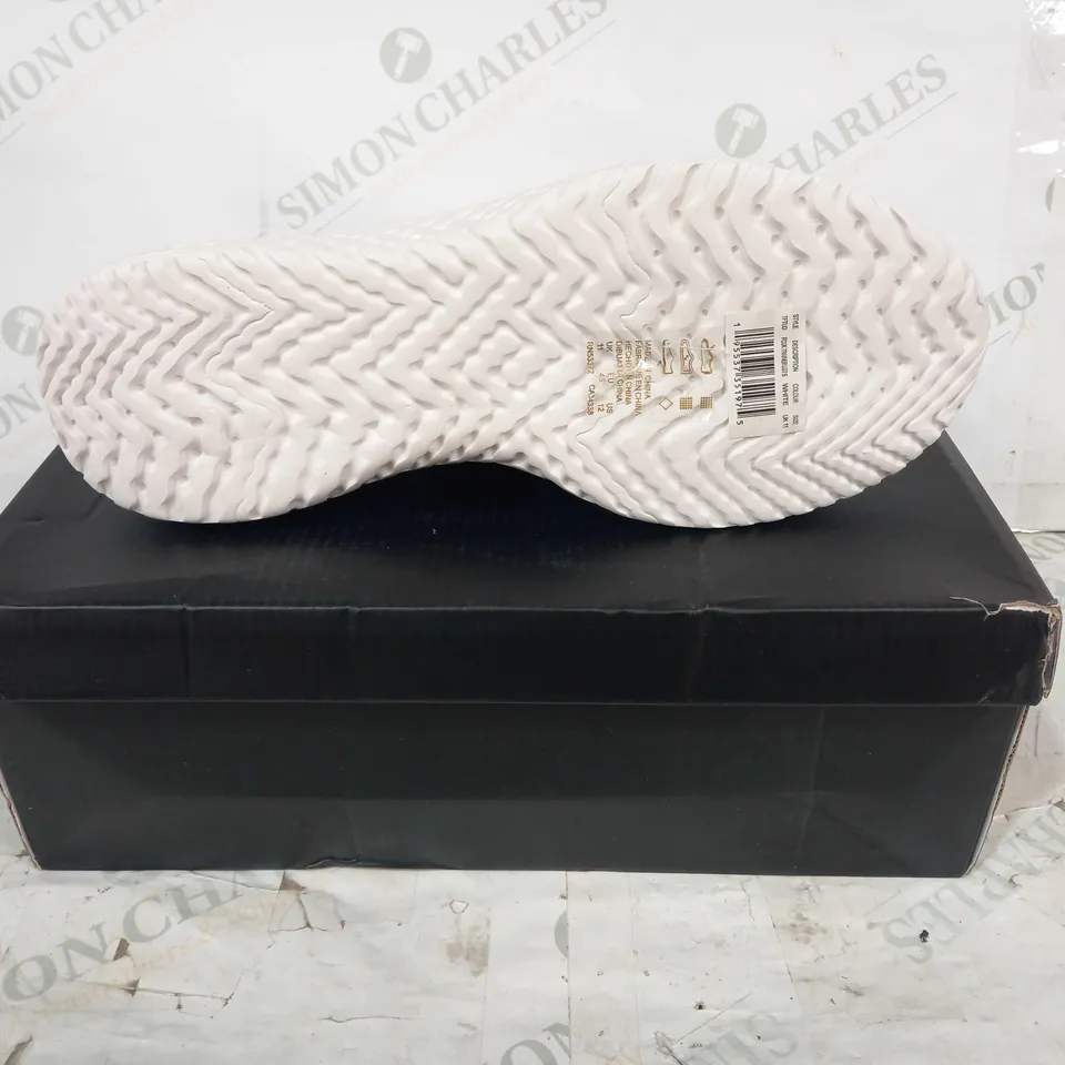 BOXED PAIR OF FCUK SHOES IN WHITE UK SIZE 11