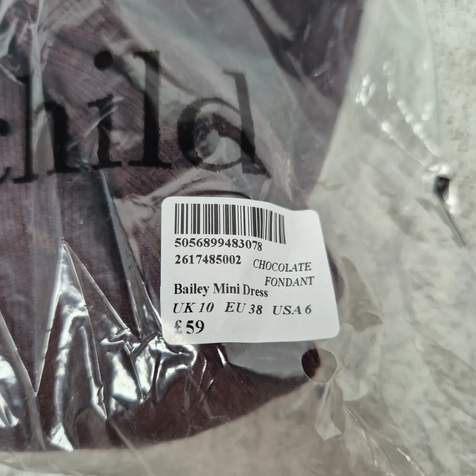 NOBODYS CHILD BAILEY MINI DRESS – CHOCOLATE FONDANT, UK 10