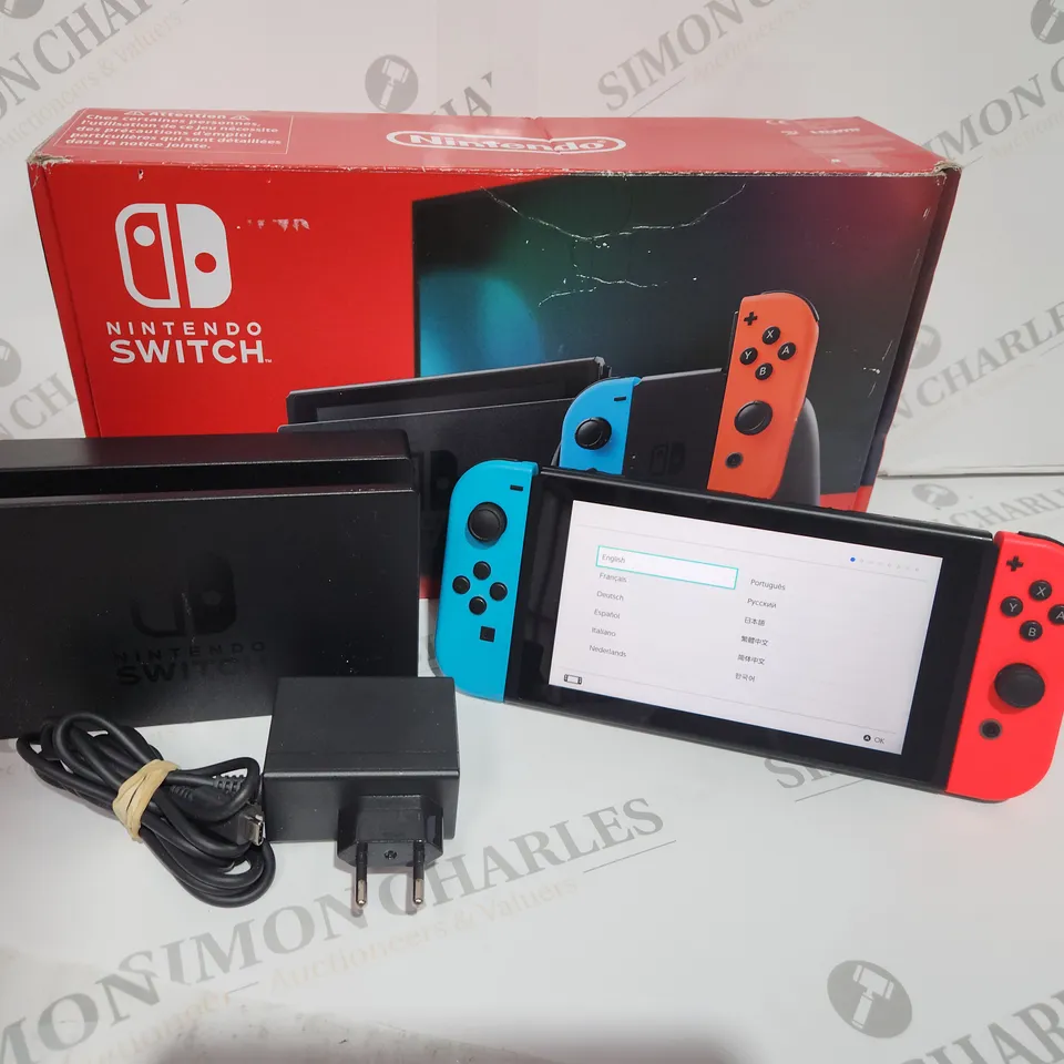 BOXED NINTENDO SWITCH NEON BLUE/RED GAMES CONSOLE MODEL HAC-001(-01)