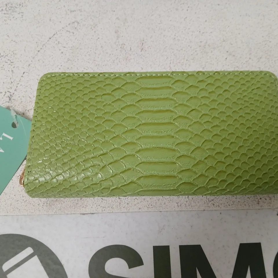 LA MAREY SNAKE SKIN PURSE AND SCARF SET GREEN