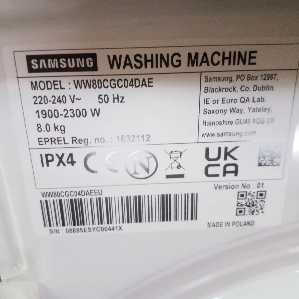 SAMSUNG SERIES 5 AI ENERGY WW80CGC04DAEEU 8KG LOAD, 1400RPM SPIN ECOBUBBLE WASHING MACHINE WITH SMARTTHINGS - WHITE