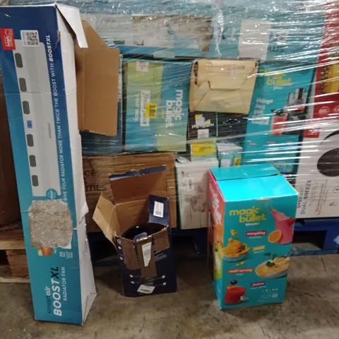 PALLET OF ASSORTED ELECTRICAL PRODUCTS TO INCLUDE; RADIATOR,KETTLE, NUTRIBULLET,FAN,ETC