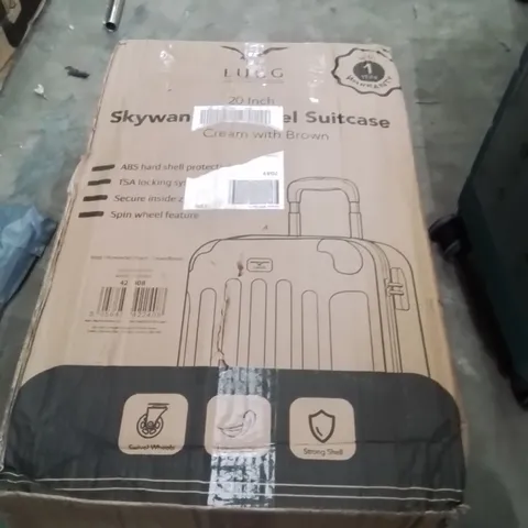 BOXED LUGG 20INCH SKYWANDER TRAVEL SUITCASE CREAM WITH BROWN 