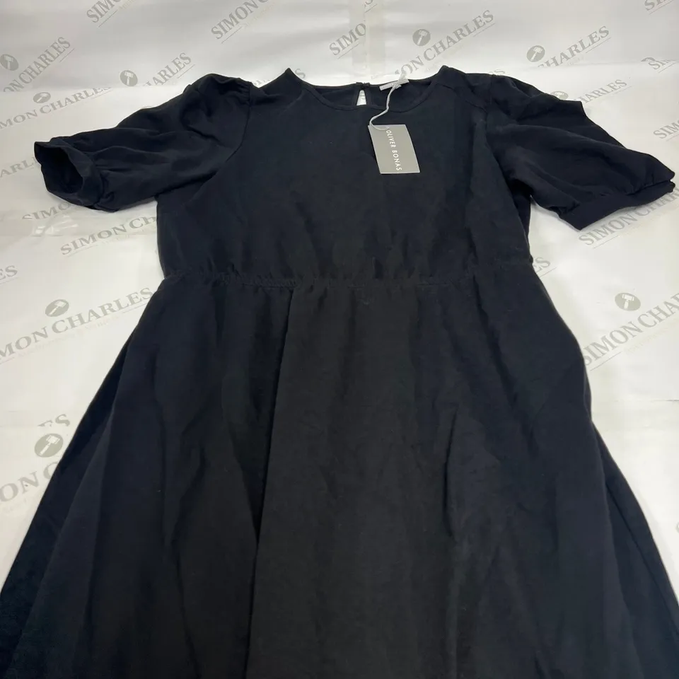 OLIVER BONAS BALLON SLEEVE JERSEY DRESS IN BLACK SIZE 14