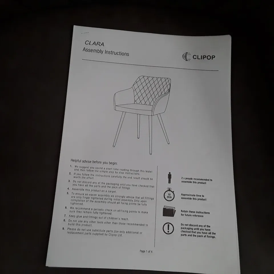 BOXED SET OF 2 UPHOLSTERED FAUX LEATHER DINING CHAIRS - GREY (1 BOX)