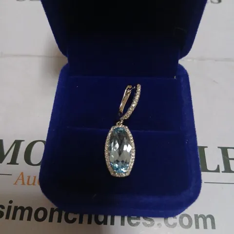 OISHA 7.16CT SKY BLUE TOPAZ & 0.38CT DIAMOND EARRING 14CT GOLD 