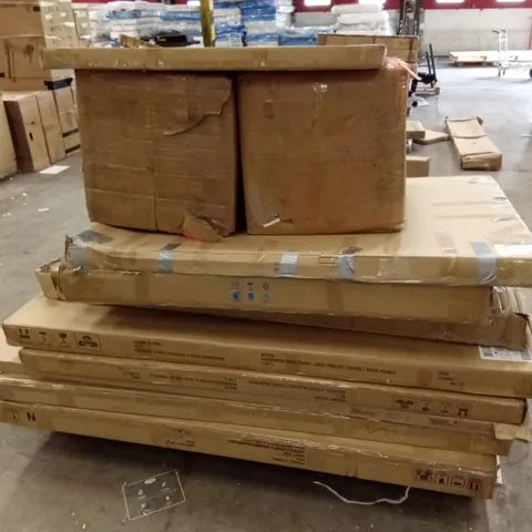 PALLET OF ASSORTED INCOMPLETE DESIGNER FURNITURE PARTS AND PIECES 