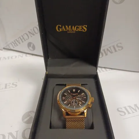 GAMAGES OMNISCIENT CHRONOGRAPH BLACK DIAL WATCH