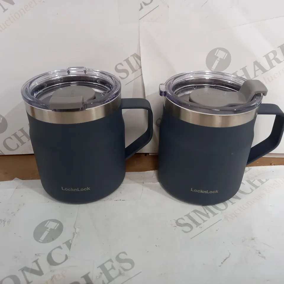 LOCK & LOCK SET OF INSULATED STAINLESS STEEL MUGS - NAVY