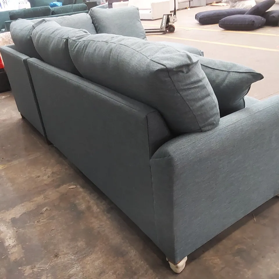 QUALITY DESIGNER HALF-CHAISE CORNER SOFA - OCEAN BLUE FABRIC