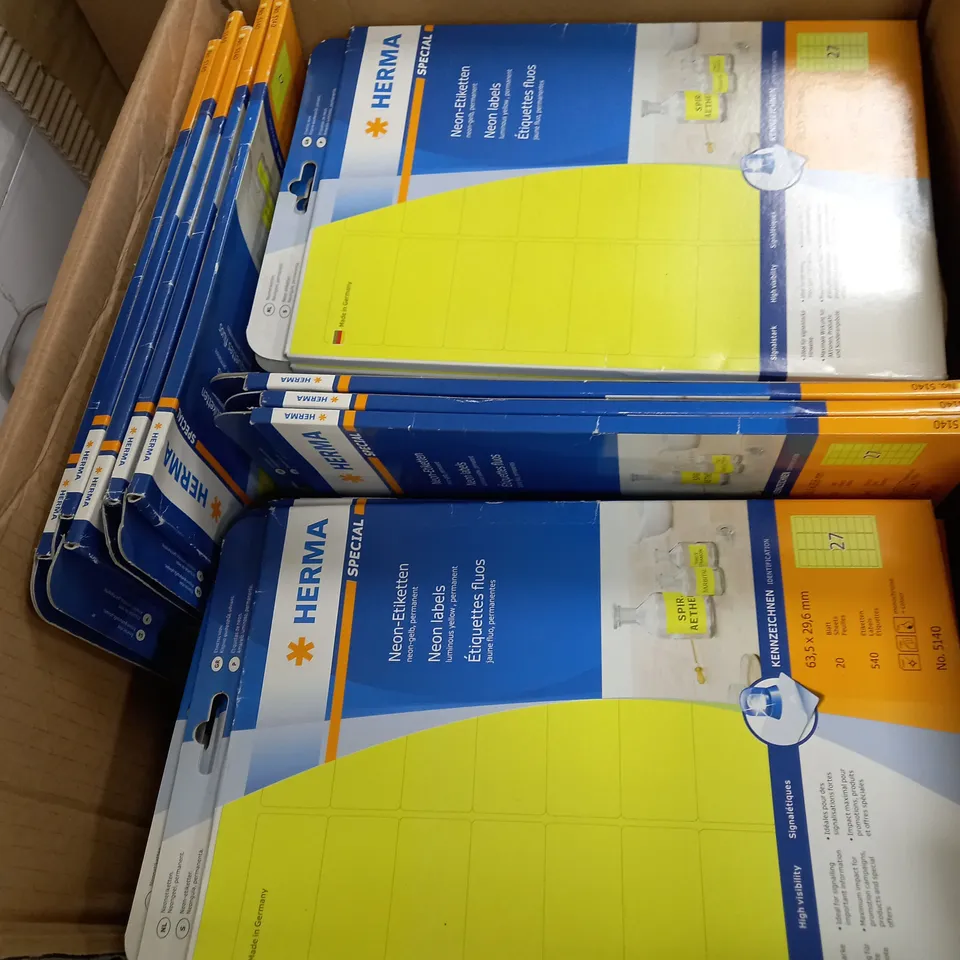 BOX OF 30 ASSORTED HERMA NEON LABELS - COLLECTION ONLY 
