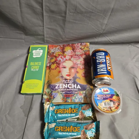 APPROXIMATELY 5 ASSORTED FOOD &DRINK ITEMS TO INCLUDE - GRENADE BARS, IRN BRU AND TROPICAL FRUIT JELLY  - COLLECTION ONLY