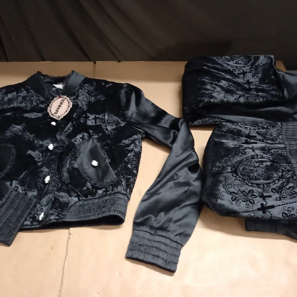 lot of 3 banned damask style jackets in black - various sizes