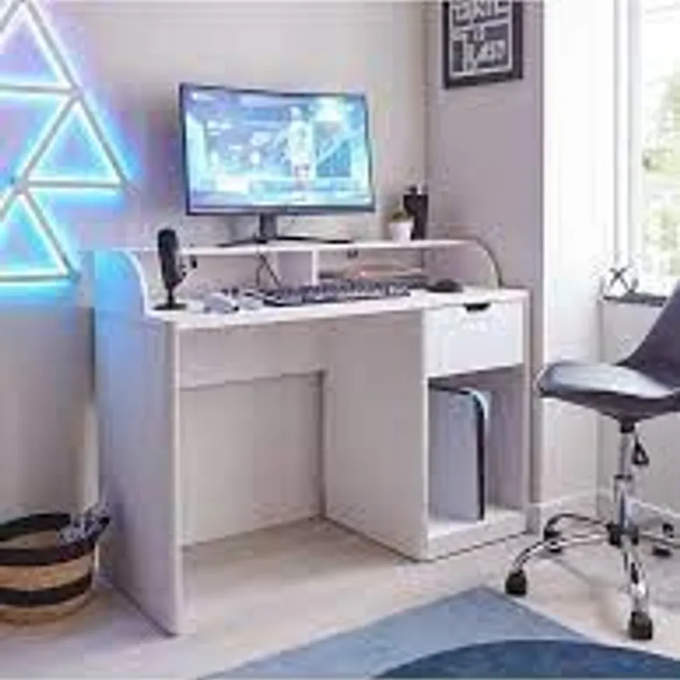 BOXED ASPEN GAMING DESK - WHITE OAK - COLLECTION ONLY