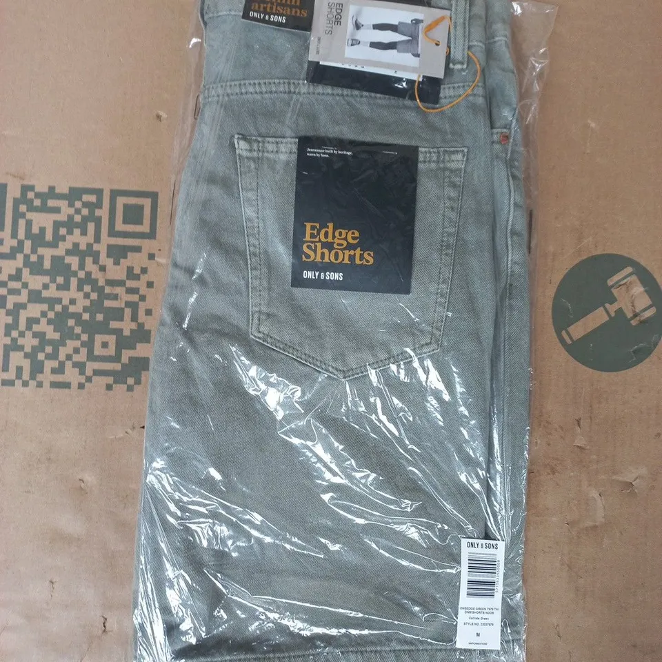 BAGGED ONLY & SONS DENIM SHORTS IN GREEN SIZE MEDIUM