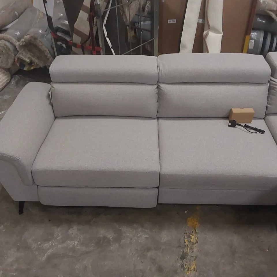 QUALITY DESIGNER FABRIC UPHOLSTERED ELECTRIC RECLINER CORNER SOFA WITH STORAGE