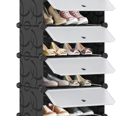 MONDEER SHOE STORAGE CABINET STORES 20 PAIRS, PLASTIC SHOE RACK, BLACK