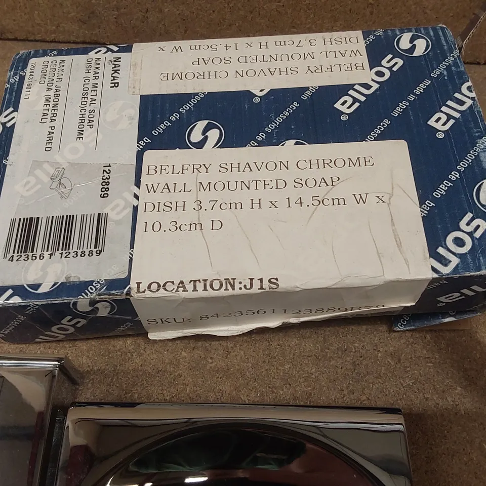 BOXED BELFRY SHARON CHROME WALL MOUNTED SOAP DISH 
