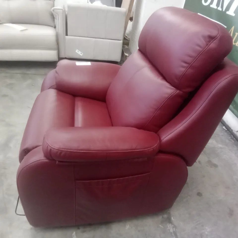 DESIGNER G PLAN MADE KINGSBURY LARGE DUAL ELEVATE CHAIR - CAPRI CLARET LEATHER 