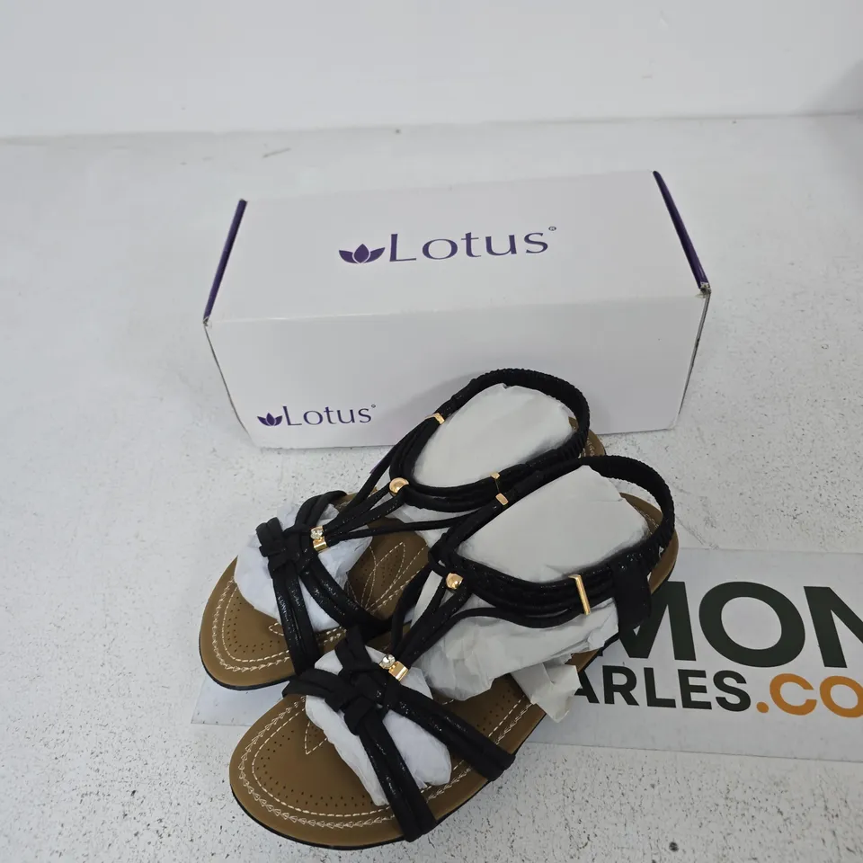 LOTUS DOMENICA ULP300 BLACK SANDALS – WOMEN’S UK 8 (BOXED)