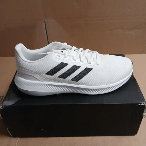 ADIDAS WHITE KNIT RUNNER SNEAKERS WITH BLACK THREE-STRIPES BOXED SIZE 7.5