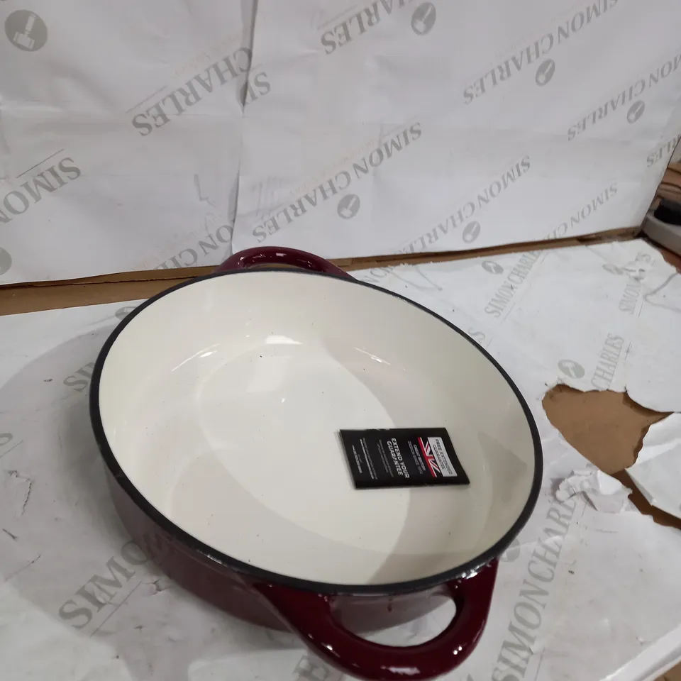 TOWER BO800253RED BARBARY & OAK SHALLOW CAST IRON CASSEROLE PAN