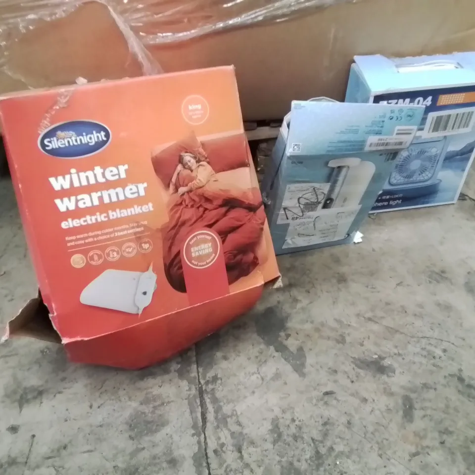 PALLET CONTAINING A LARGE QUANTITY OF ELECTRICAL PRODUCTS TO INCLUDE;HEATED BLANKET WATER FLOSSER,FAN