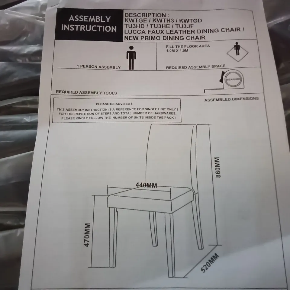 BOXED SET OF 4 LUCCA FAUX LEATHER DINING CHAIRS IN GREY 
