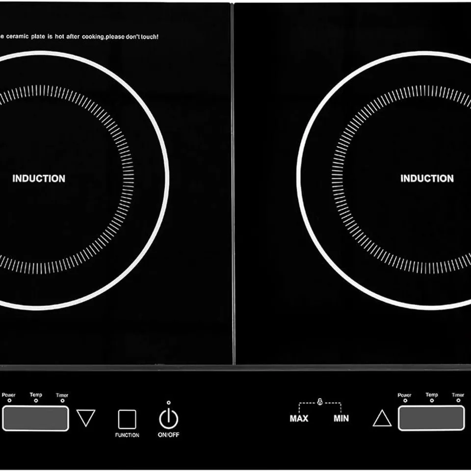 BOXED ABODE AINDH2003 DOUBLE INDUCTION HOT PLATE - BLACK