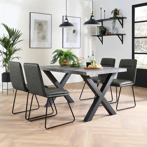 BOXED FLINT VINTAGE GREY DINING CHAIR WITH BLACK LEGS (1 BOX)