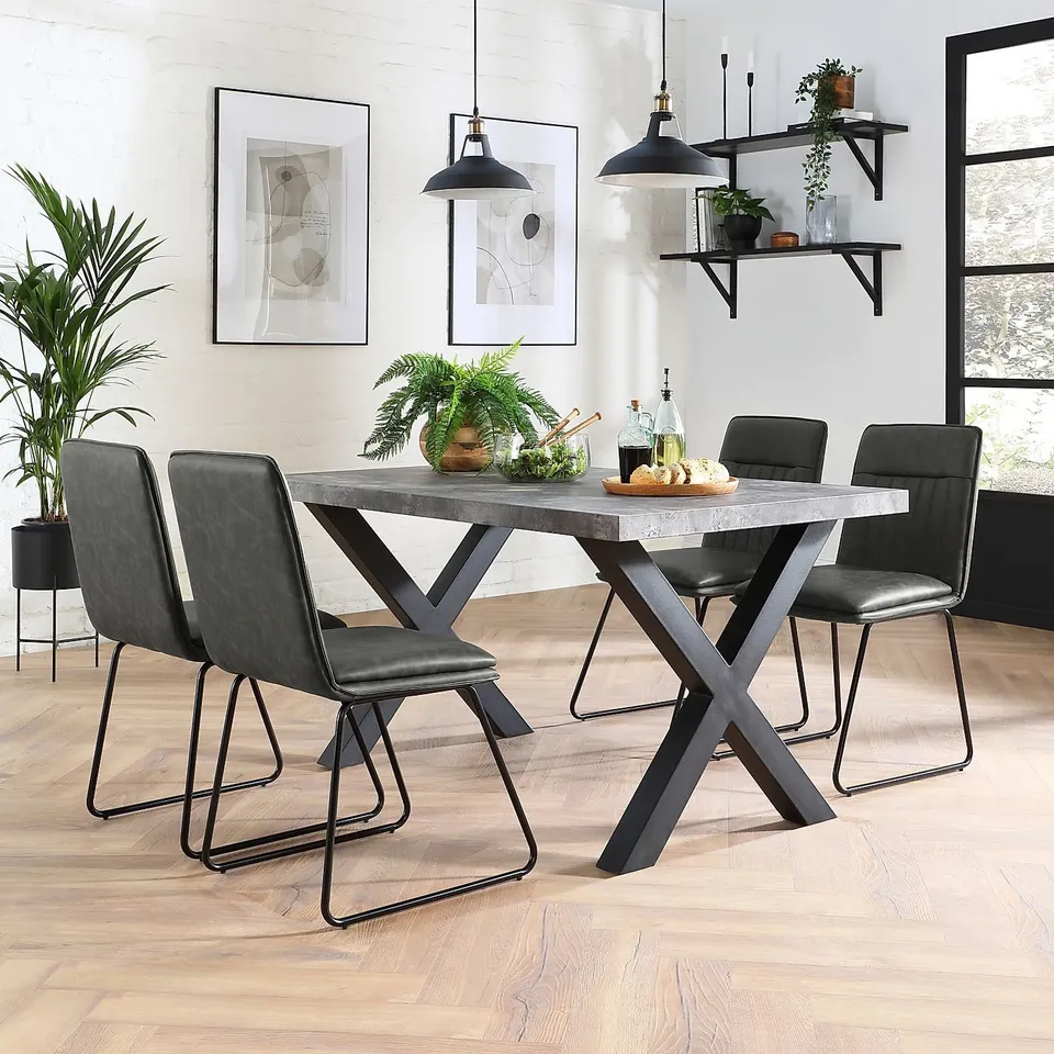 BOXED FLINT VINTAGE GREY DINING CHAIR WITH BLACK LEGS (1 BOX)