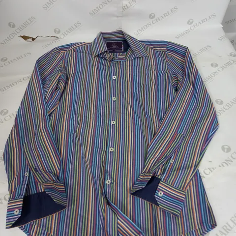 HAWES & CURTIS SLIM FIT MULTI-COLOURED STRIPED SHIRT - SMALL